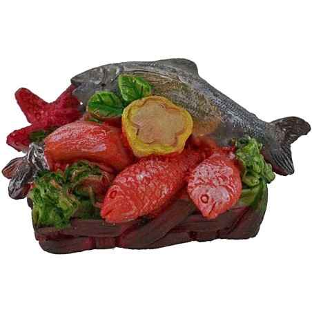Cesta con pescado cm 3,5x2,5x2,5 h. belén Mondo Presepi