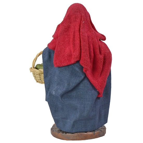 Donna con cesto e aglio 12 cm altezza, tessuto, aglio