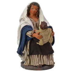 Mamma seduta con bambino serie 12 cm altezza, tessuto, base