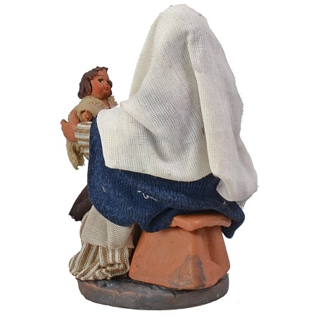 Mamma seduta con bambino serie 12 cm altezza, tessuto, base