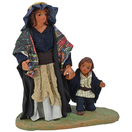 Donna con bambino serie 12 cm altezza, serie, terracotta