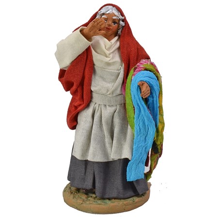 Venditrice di stoffe 12 cm altezza, tessuto, base, stoffe