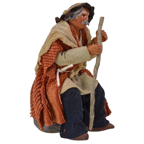 Viejo sentado con bastón serie 12 cm sentado, bastón, serie