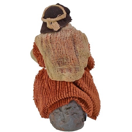 Vecchio seduto con bastone serie 12 cm