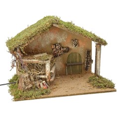 Capanna con fuoco funzionante cm 42x24x28 h altezza, fuoco