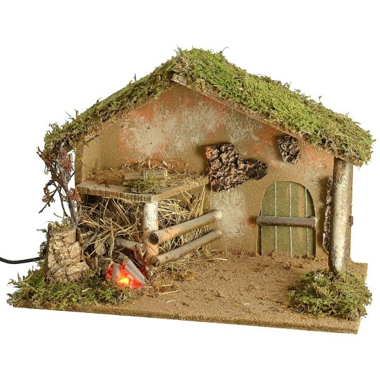 Capanna con fuoco funzionante cm 42x24x28 h