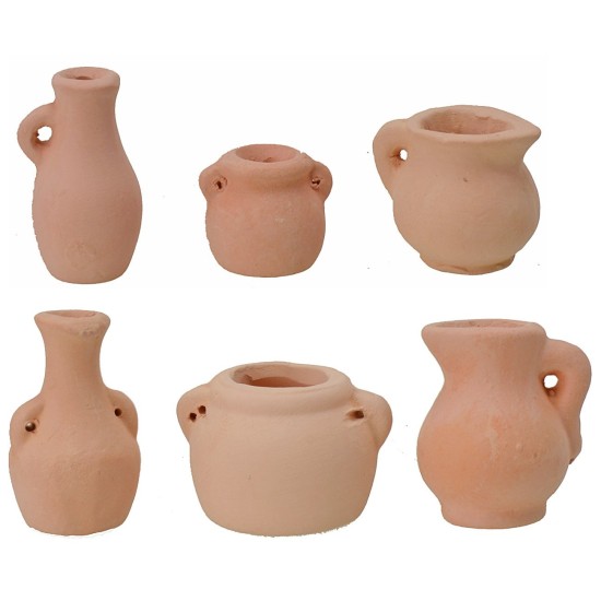 Conjunto de 6 ánforas surtidas de 2-3,2 cm de altura surtidas, terracota