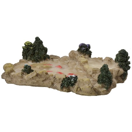 Estanque de resina con peces dorados de 11x7,5x3 cm de altura en resina, rojos.