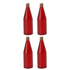 Juego de 4 botellas rojas de 3,4 cm de altura, plástico, rojas 2