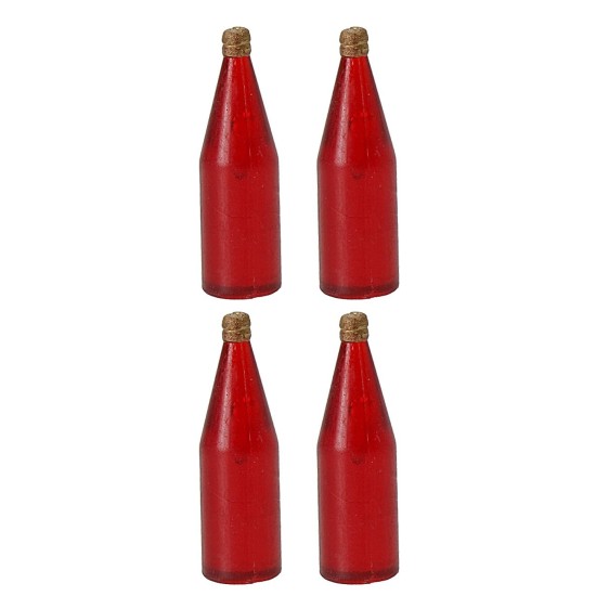 Set 4 bottiglie rosse cm 3,4 h bottiglie, plastica, rosse