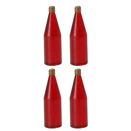 Juego de 4 botellas rojas de 3,4 cm de altura, plástico, rojas