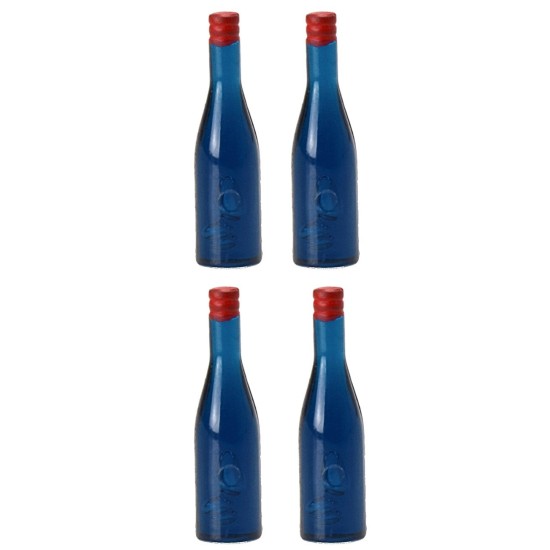 Juego de 4 botellas azules de 3,6 cm de altura, estatuas, altura, plástico.