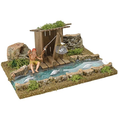 Fiume ef. profondita con baracca pescatore Mondo Presepi