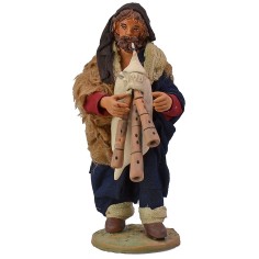 Bagpiper 15 cm height, fabric, base, terracotta, materials