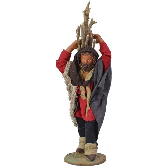 Boscaiolo 15 cm altezza, tessuto, terracotta, base, inclusa