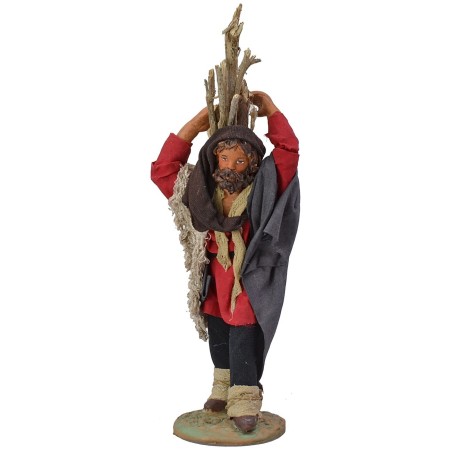 Leñador 15 cm de altura, tela, terracota, base incluida.