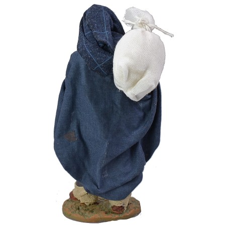 Molino de 15 cm de altura, tela, base, terracota, saco, estado.