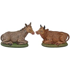 Conjunto de buey y burro Lux para belén de 30 cm Euromarchi