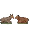 Conjunto de buey y burro Lux para belén de 30 cm Euromarchi