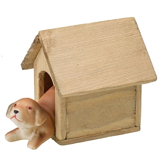 Caseta de madera para perros de 5,1x5,3x5,6 cm de alto, madera, estatuas, perros.