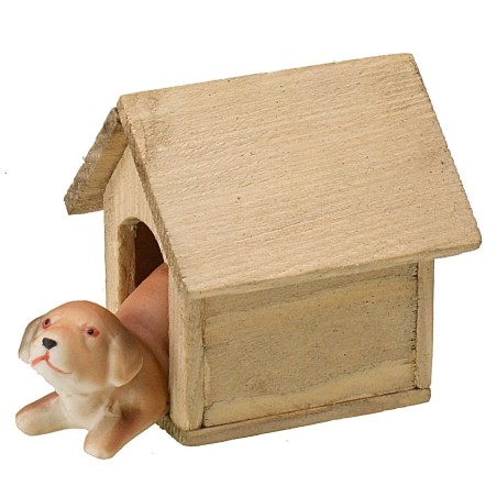 Caseta de madera para perros de 5,1x5,3x5,6 cm de alto, madera, estatuas, perros.
