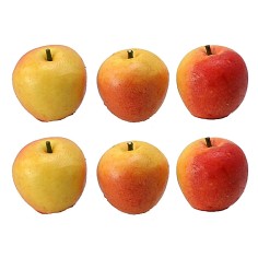 Conjunto de 6 manzanas amarillo-rojas ø 1,1 cm Mundo Belenes