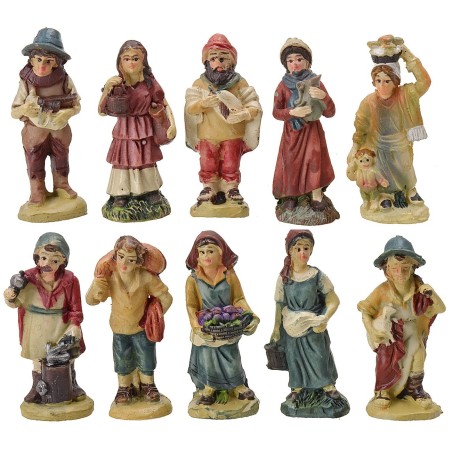 Set 10 statue 5 cm in resina Mondo Presepi