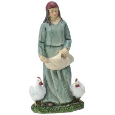 Contadina con galline of in resina cm 20