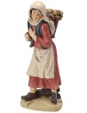 Campesina con cesta a la espalda en resina de 20 cm
