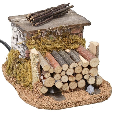 Ratones en movimiento desde la leñera cm 10x13,5x9 h Mondo Presepi