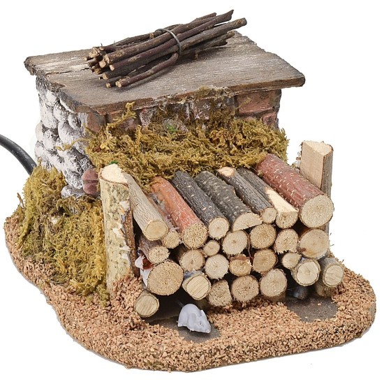 Topolini in movimento dalla legnaia cm 10x13,5x9 h Mondo Presepi