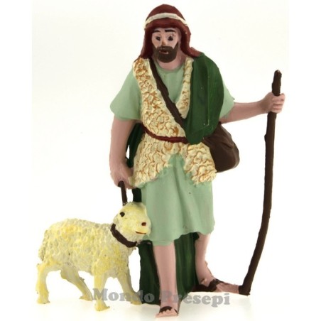 Pastor con oveja cm 10 Mundo Pesebre