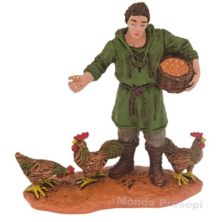 Granjero alimenta gallinas serie cm 8 Oliver Mundo Pesebres