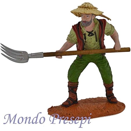 Granjero con horca con pala de 10 cm Oliver Mundo Pesebres