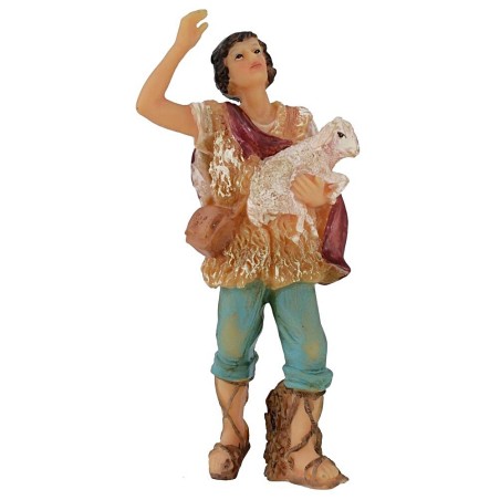 Pastor with lamb in resin 12 cm