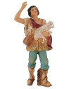 Pastore con agnello in resina 12 cm Mondo Presepi
