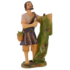 Fisherman with network in resin 12 cm