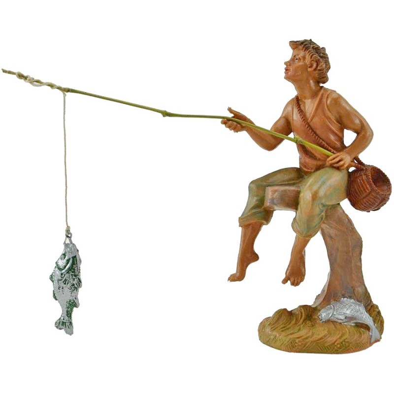 Fisherman with 10 cm Fontanini fishing rod