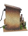 Double movement illuminated house with man ringing the bell and