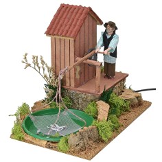 Pescador con balanza en movimiento cm 26x16,5x21 h Mundo