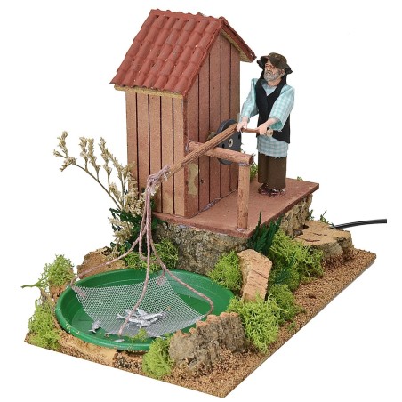 Pescador con balanza en movimiento cm 26x16,5x21 h Mundo