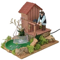 Pescatore con bilancia in movimento cm 26x16,5x21 h 2