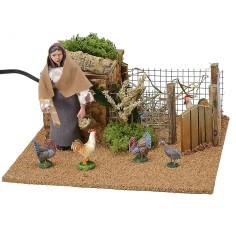 Mujer 12 cm en el gallinero en movimiento cm 20x20x13 h Mundo Pesebres