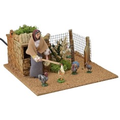 Mujer 12 cm en el gallinero en movimiento cm 20x20x13 h Mundo Pesebres 2