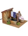 Laundress 12 cm in motion with dripping fountain cm 18x20x14,5 h
