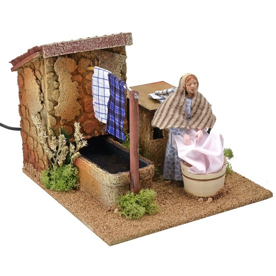 Lavandera de 12 cm en movimiento con fuente goteante de cm.