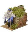 Shepherd 12 cm in movement with illuminated lantern 10x14x13 cm