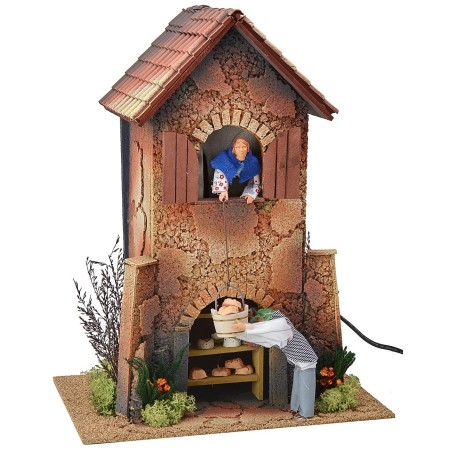 Donna e uomo 12 cm che alzano e abbassano un cesto con