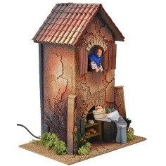 Mujer y hombre de 12 cm que suben y bajan una cesta con. 2