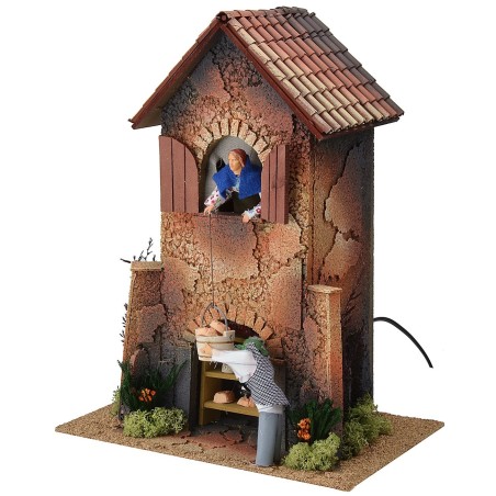 Woman and man 12cm raising and lowering a basket with